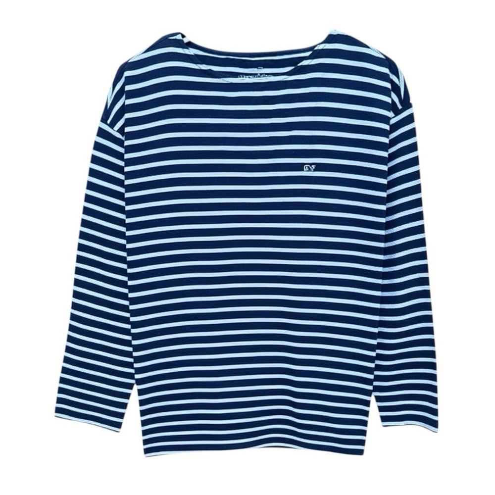 Vineyard Vines Ladies Slub Boatneck Tee. stripes navy and white